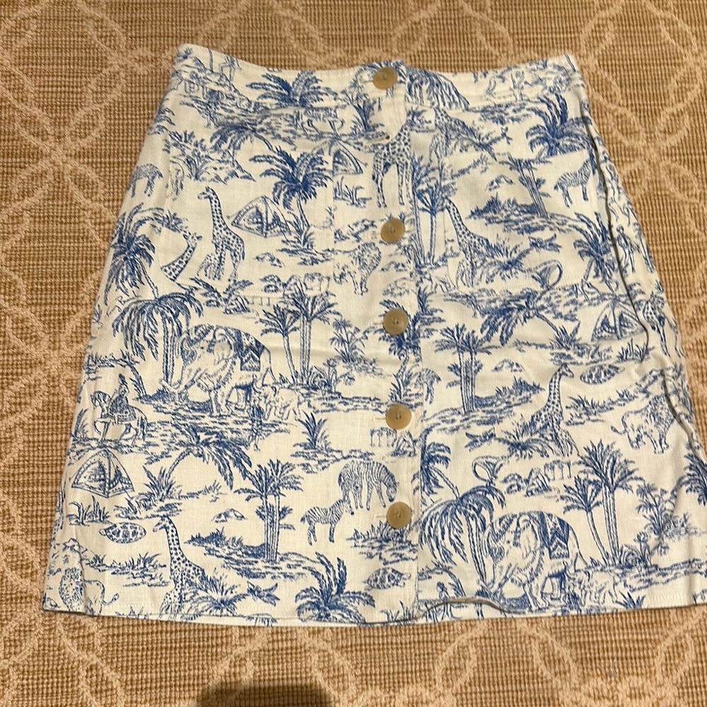Tory Burch Blue & White Safari Skirt Size 8